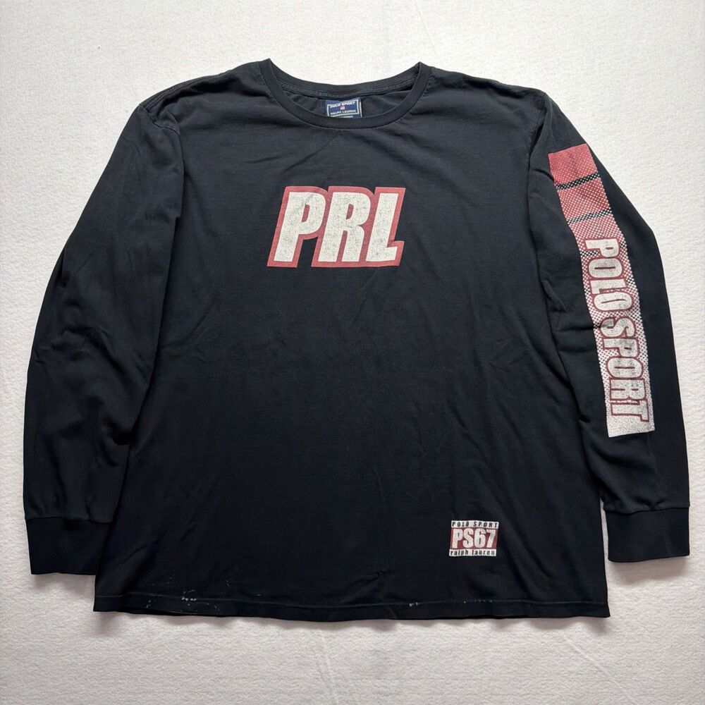 Vintage 90s Polo Sport Ralph Lauren PS67 PRL Long Sleeve T-Shirt Mens L Black